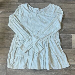 LOFT Women's Striped Cream Long Sleeve Tee